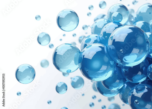Blue Glass Spheres on White Background  
