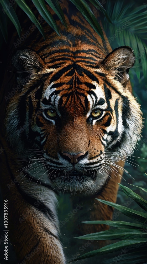 Celestial Tiger Roaming through Enchanted Jungle Celestial Tiger Roaming through Enchanted Jungle
