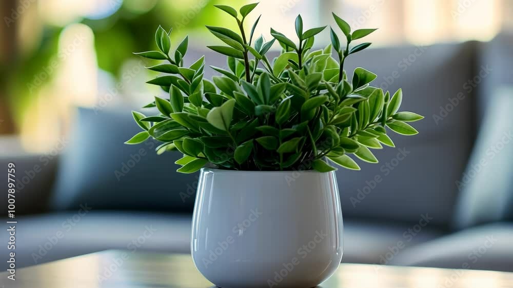 Green Potted Plant on Table Green Potted Plant on Table