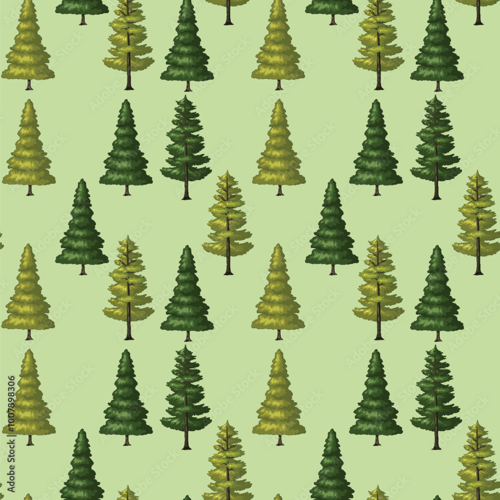 Obraz premium Seamless Evergreen Tree Pattern