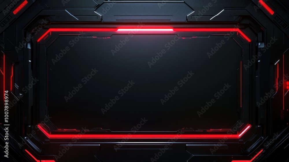 A futuristic black frame with glowing red accents, designed for digital displays. A futuristic black frame with glowing red accents, designed for digital displays.