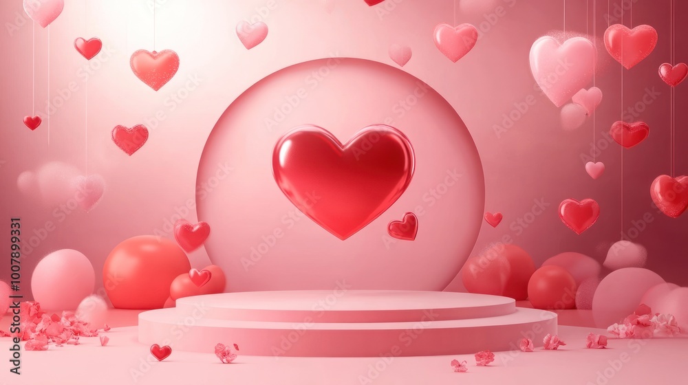 A romantic scene with floating hearts in shades of pink, ideal for Valentine's Day themes. A romantic scene with floating hearts in shades of pink, ideal for Valentine's Day themes.