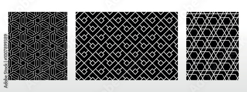 Wallpaper Mural Geometric set of seamless black and white patterns. Simple vector graphics. Torontodigital.ca