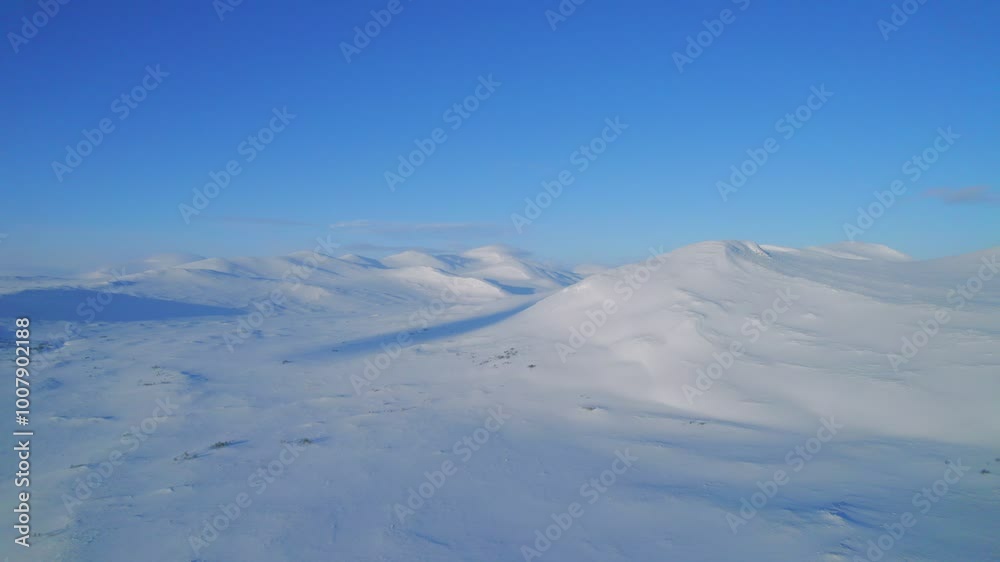 Aerial Of Huge Ice Desert In The Vast Winter Mountain Wilderness In Sweden Aerial Of Huge Ice Desert In The Vast Winter Mountain Wilderness In Sweden
