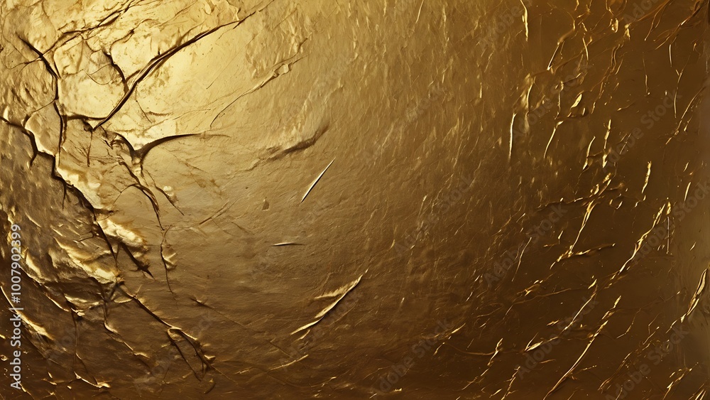 Fototapeta premium abstract style and type, featuring a textured surface with a metallic gold appearance, showcasing intricate patterns and lines that create a sense of depth and movement 