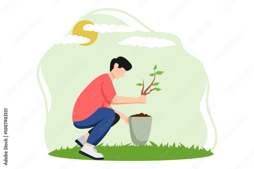 Fototapeta premium Earth Day Flat Design Illustration