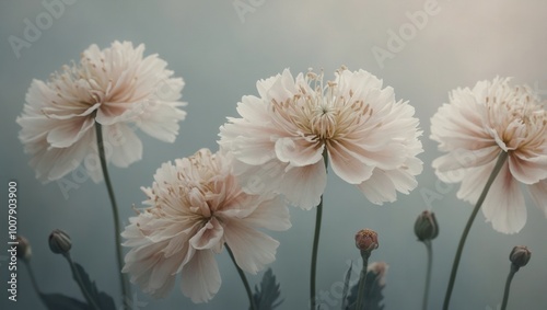 Close-up of pink flowers with white centers and green stems