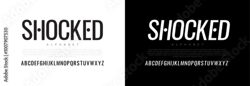Shocked creative modern geometric urban alphabet font. Digital abstract futuristic, game, techno, robot, music, logo, sport, minimal technology typography. Simple numeric vector illustration