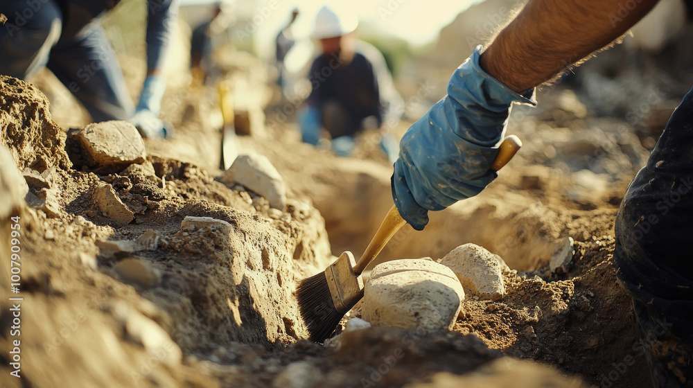 Fototapeta premium “Brushing the Past: Precision Work on Timeless Treasures”