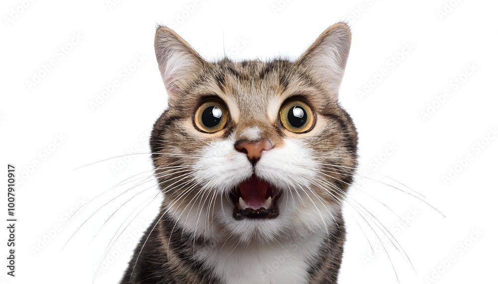 Angry and surprised cat with a funny, excited expression, isolated on a transparent background, perfect for memes, stickers, or humorous digital projects Angry and surprised cat with a funny, excited expression, isolated on a transparent background, perfect for memes, stickers, or humorous digital projects