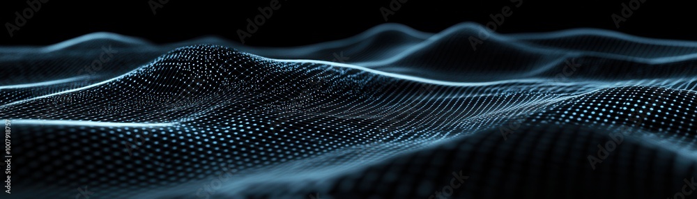 Abstract Blue Digital Waveform Landscape