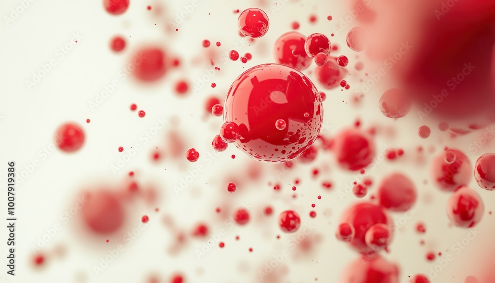 Abstract Red Spheres Floating in White Space Abstract Red Spheres Floating in White Space