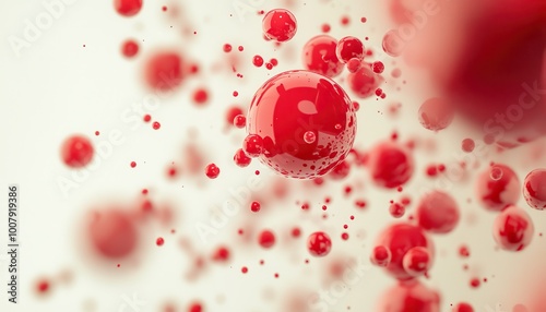 Abstract Red Spheres Floating in White Space