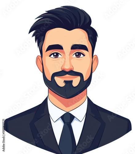 A stylish man in a suit, depicted in a vivid cartoon style, blending elements from different artistic influences.