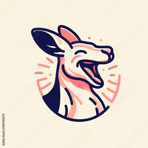 Cartoon kangaroo character laughing. Happy vector adorable wallaby fun, cry from laughter or happiness, enjoying life. Wildlife wallaroo marsupial animal joy. Isolated funny australian comic personage