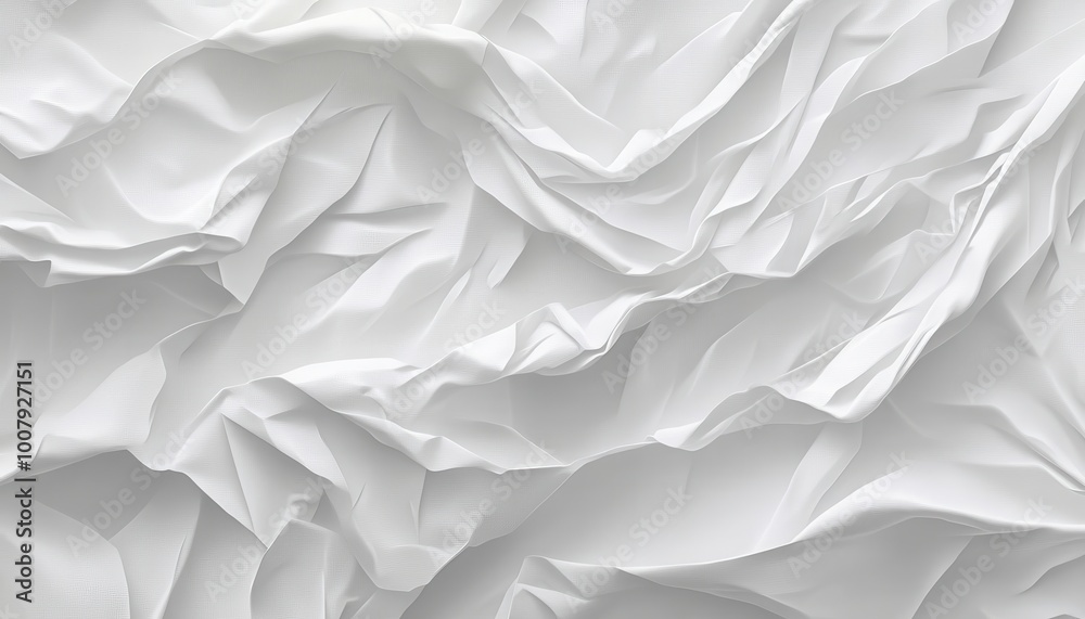 Abstract White Fabric with Crinkled Texture and Smooth, Flowing Lines Abstract White Fabric with Crinkled Texture and Smooth, Flowing Lines