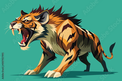 Roaring Lion vector art illustration photo