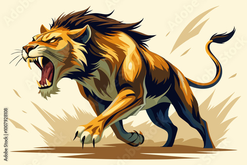 Roaring Lion vector art illustration photo