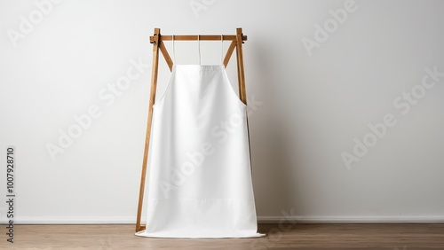Professional white apron barber mockup for showcasing custom designs for barbershop or kitchen uniforms. Clean and minimal, ideal for personalization and branding.