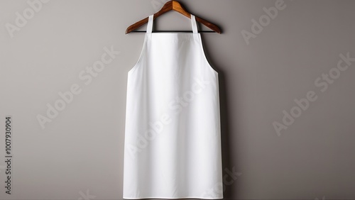 White apron mockup designed for use in kitchen, barber, or professional settings. Perfect for creating personalized designs and branding for work uniforms or promotional purposes.