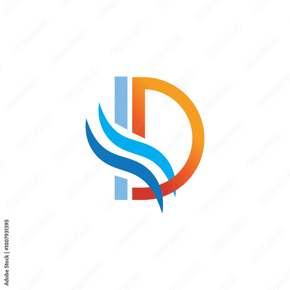D letter logo template design abstract illustration vector D letter logo template design abstract illustration vector