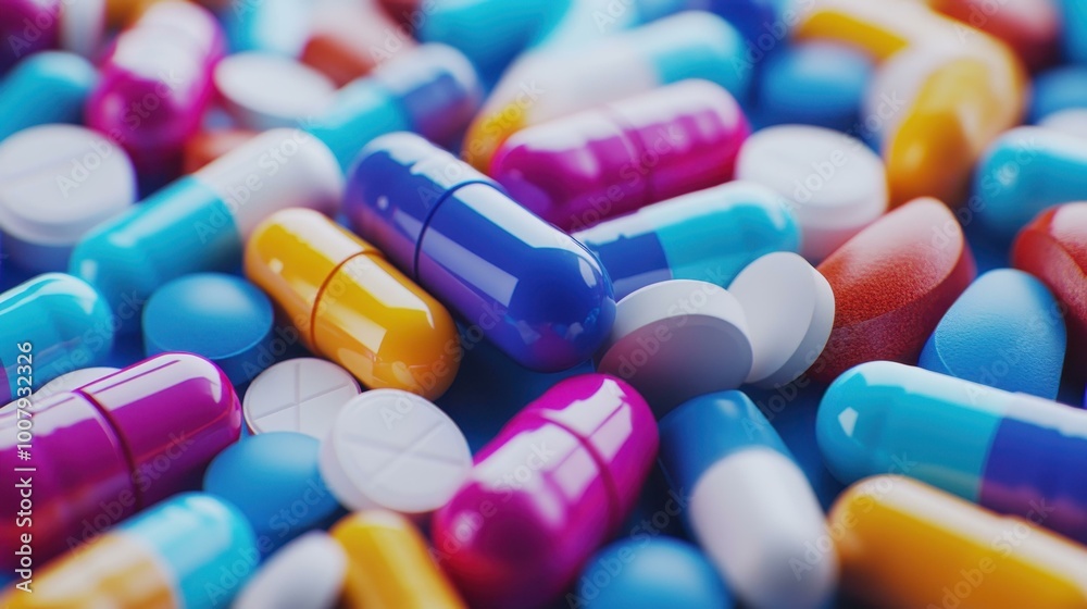 A vibrant mix of assorted pills scattered haphazardly, set against a soft, defocused backdrop, creating visual intrigue. A vibrant mix of assorted pills scattered haphazardly, set against a soft, defocused backdrop, creating visual intrigue.