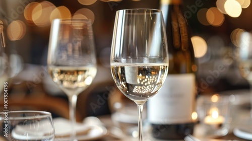 Group of wine glasses on table