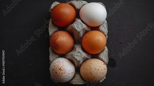 Chicken eggs in cardboard packaging photo