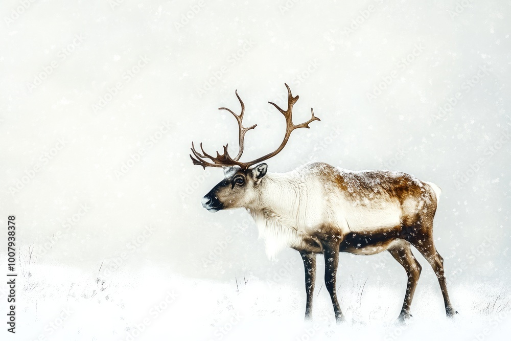 Reindeer Standing in a Snowy Landscape Reindeer Standing in a Snowy Landscape