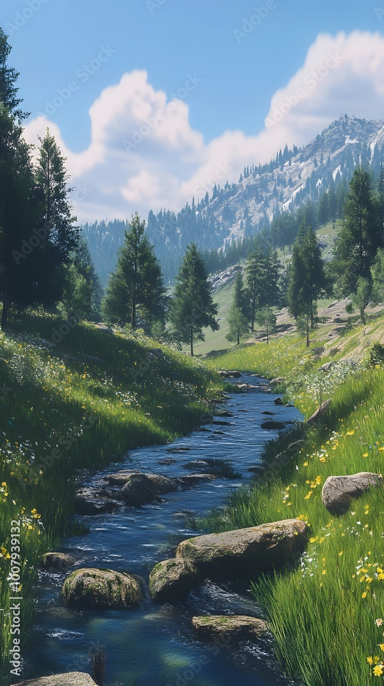 Obraz premium Serene Mountain Stream