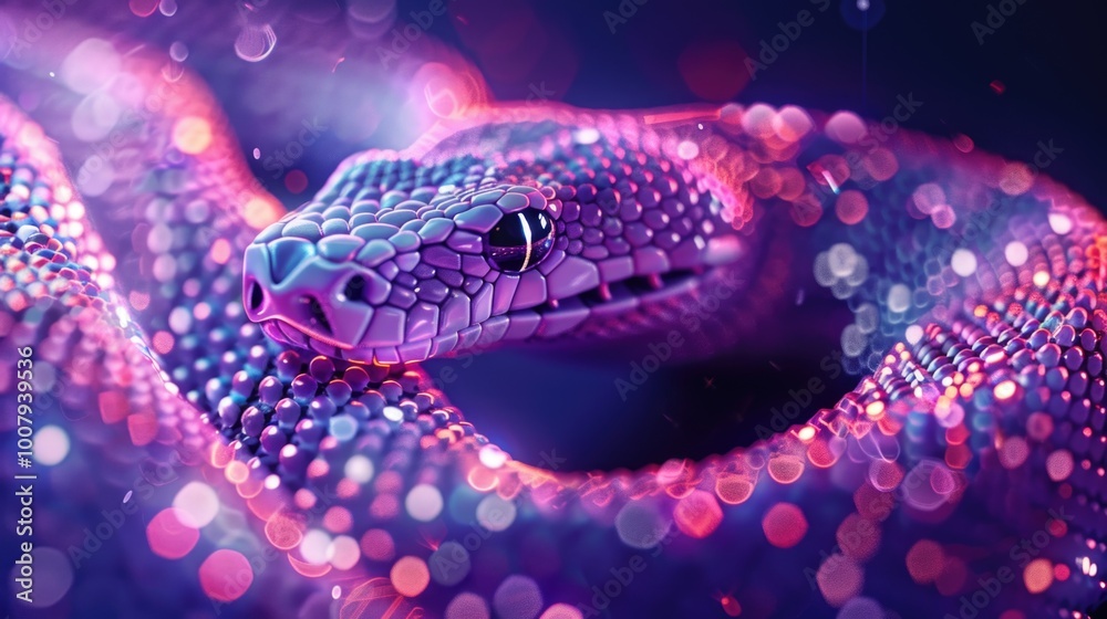 Colorful snake close up