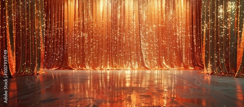 Golden sequined curtain backdrop
