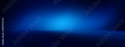 Abstract wall studio room blue background for displaying your products. Dark empty scene, blue neon searchlight light.