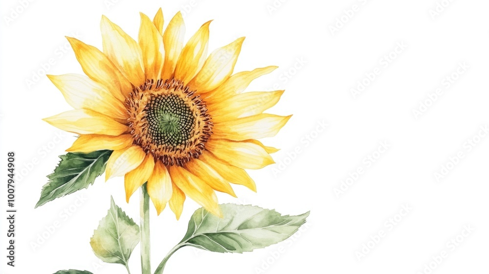 Obraz premium Sunflower on White Background