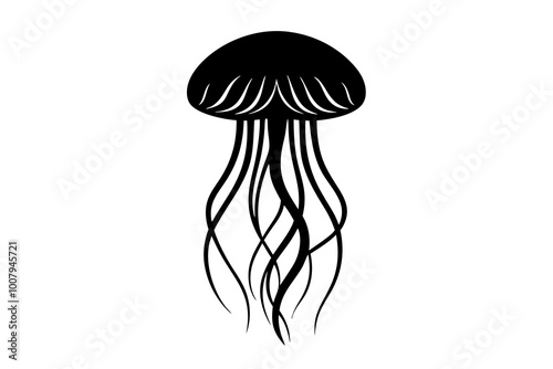 Jellyfish | vector silhouette illustration on white background