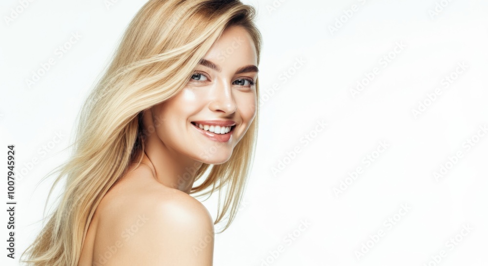Radiant Young Woman with Flawless Skin and Charming Smile Radiant Young Woman with Flawless Skin and Charming Smile