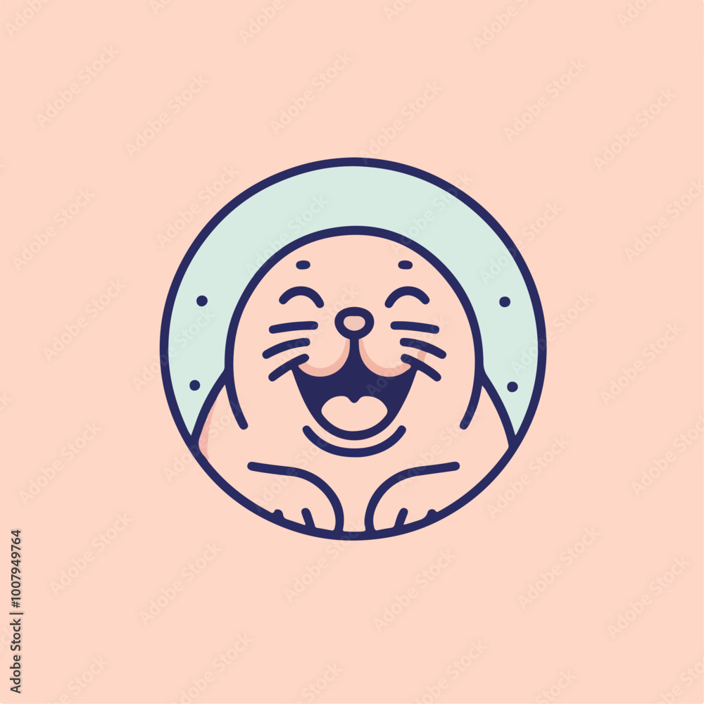 Cartoon Laughing funny seal on white background Cartoon Laughing funny seal on white background