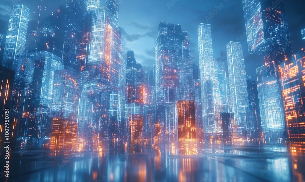 A futuristic cityscape with glowing neon lights, depicting a vibrant, technologically advanced society. A futuristic cityscape with glowing neon lights, depicting a vibrant, technologically advanced society.