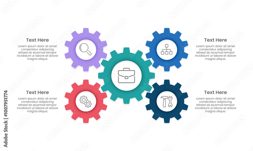 5 parts of business to success. Infographic gears design template. Business presentation, System, Strategy and Plan. Vector illustration. 5 parts of business to success. Infographic gears design template. Business presentation, System, Strategy and Plan. Vector illustration.
