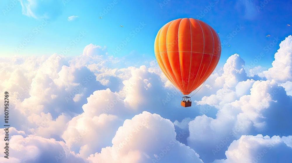 Naklejka premium Colorful Hot Air Balloon Floating in the Sky