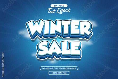 Winter sale editable text effect with cloud background