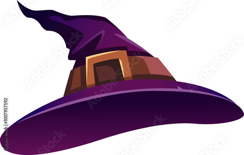 Witch hat with a gold buckle. Isolated.