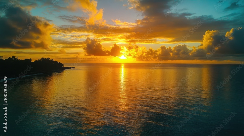 Serene Sunset Over Calm Ocean Waters Serene Sunset Over Calm Ocean Waters