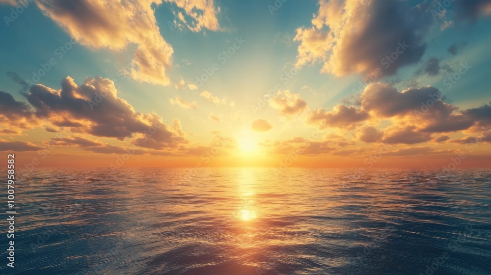 Serene Sunset Over Calm Ocean Waters Serene Sunset Over Calm Ocean Waters