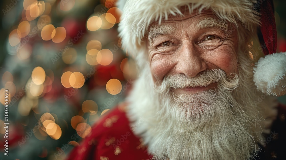 Smiling santa claus in winter wonderland Smiling santa claus in winter wonderland