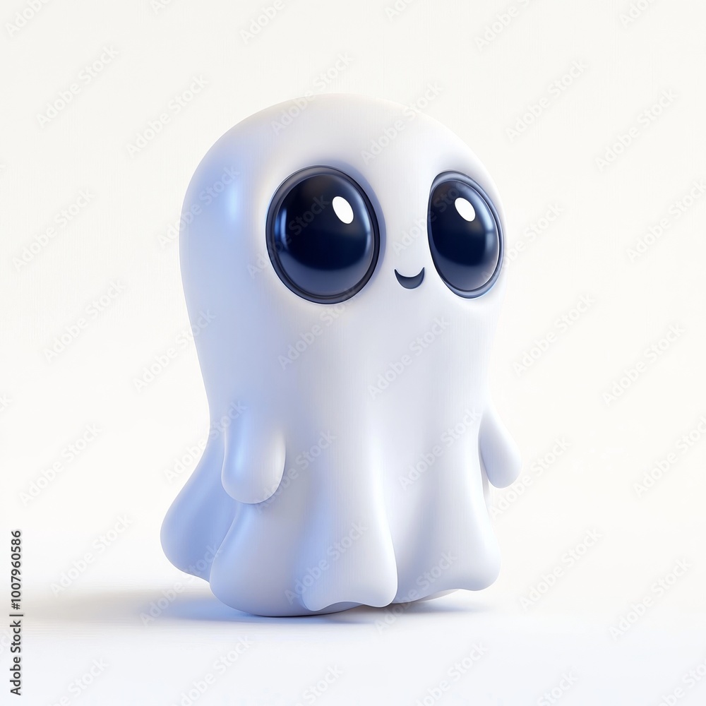 Cute 3D Ghost Illustration on White Background Cute 3D Ghost Illustration on White Background