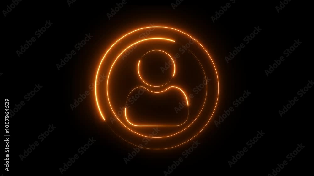 Glowing neon person sign, outline round avatar pictogram in vivid color. neon icon of user in flat style, person icon, user icon illustration. Glowing neon person sign, outline round avatar pictogram in vivid color. neon icon of user in flat style, person icon, user icon illustration.