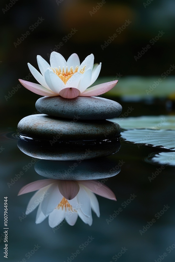 White Flower on Rock Pile White Flower on Rock Pile