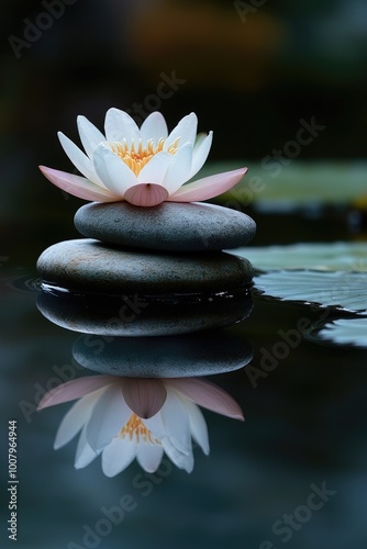 White Flower on Rock Pile