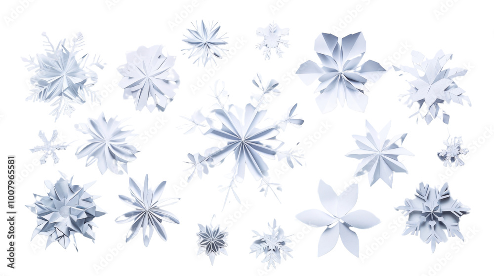 Snowflakes cut from paper on white background Snowflakes cut from paper on white background